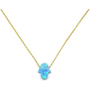 Kales-By Dalia Collier Avec Pendentif En Forme De Main De Fatma,En Argent Sterling 925 Et Opale Synth&eacute;tique Longueur 40 Cm+5 Cm R&eacute;glable - Neuf