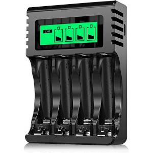 KALANKA-4 Slots Chargeur Piles Rechargeable Charge Rapide pour AA AAA Rechargeable avec Port USB - Neuf