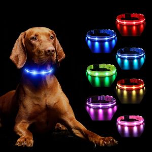 Eryi-Collier Lumineux Chien, Collier Chien Led Rechargeable Avec 7 Rgb Couleurs 8 Modes D'éclairage, Réglable Et Etanche Clignotant Collier Chien Pour Petits Moyens Gros Chiens, Bleu-M - Neuf