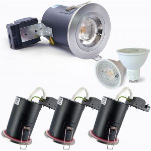 4XSweier Spot encastré à DEL résistant au feu de 90 minutes, noir, 5 W, blanc froid 6 000 K, avec boîte de jonction GU10 - Neuf