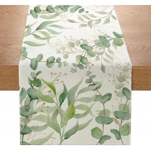 Chemin De Table Avec Feuilles D'eucalyptus 30x180cm Chemin De Table Vert Sauge Coton Et Rouleau Toile De Jute Chemin De Table Pour Jetable Mariage Bapteme - Neuf