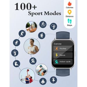 Montre Connect&eacute;e Homme Femme Avec Appel Bluetooth Rappel Intelligent Podometre Moniteur Sommeil Cardiofrequencemetre Oxym&egrave;tre 100+ Modes Sportifs Pour Android Ios Etanche Ip68 Arge[MON9260096] - Neuf