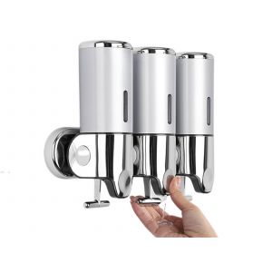 Distributeur de savon mural en acier inoxydable &agrave; 3 compartiments, 1500 ml - Neuf