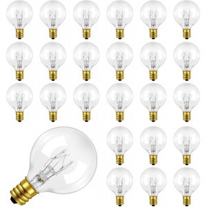 25 Pack E12 7w Ampoules De Remplacement G40,Blanc Chaud 2200k,Ampoule Globe G40,Ip44 Étanche,Ac 220-240v,E12 Ampoules Verre Decorative Intérieur Extérieur Pour Guirlande - Neuf