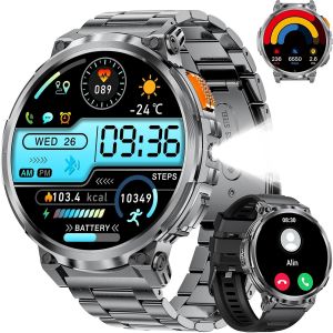 Montre Connect&eacute;e Homme Avec Appel Bluetooth/730mah Batterie, 1.85"" Hd Grand &Eacute;cran Smartwatch Homme Avec Lampe Torche, 100+Sportifs, Podom&egrave;tre, Ip68 &Eacute;tanche Pour Android Ios, Noir[Z211] - Neuf