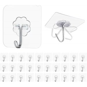 Crochet Adh&eacute;sif, 10 Pi&egrave;ces Crochet Adhesif Mural, 10 kg (max) Crochets Adhesifs Muraux pour Salle de Bains et Cuisine, Plafond, Accrocher, Mural, Porte, Peignoirs, Porte Serviette - Neuf