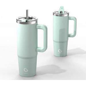 Sjzg-Tasse &Agrave; Caf&eacute; De 30 Oz &Agrave; Emporter - Tasse Isotherme &Agrave; Double Paroi En Acier Inoxydable - Anti-Fuite - Avec Poign&eacute;e Et Gobelet Thermique (Mousse De Mer) - Neuf