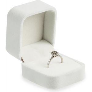 1pcs Boite Alliance Mariage,Boite Bague Fiancaille,Bo&icirc;te &Agrave; Bijoux En Velours Blanc, &Eacute;crin Pour Bagues, Pour Mariage, Fian&ccedil;ailles, Pr&eacute;sentation De Bijoux, Design &Eacute;l&eacute;gant Et Protecteur - Neuf