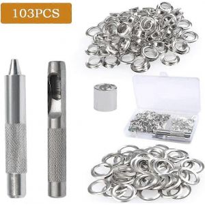 103pcs Kit D'outils &Agrave; ?Illets - 100pcs ?Illets &Agrave; ?Illets 2/5 Pouces 10mm De Diam&egrave;tre Int&eacute;rieur Avec Perforation,Grom - Neuf
