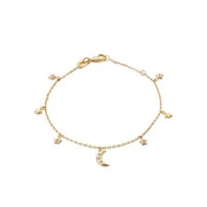 Bracelet - Bijouxia - Croissant De Lune & &Eacute;toile - Plaqu&eacute; Or 18 Carats - Oxyde De Zirconium - 18 Cm - Neuf