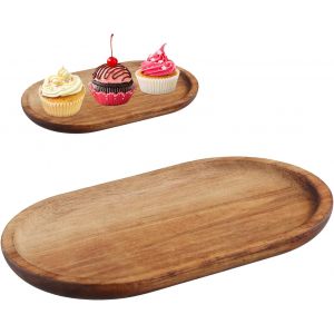 Kalanka-Plateau En Bois D'acacia, Plateau De Service Ovale, &Eacute;tag&egrave;re En Bois, Assiette De Service Pour Collations Fromage Th&eacute; Fruits Petits Objets, Plateaux D&eacute;coratif Pour Servir D&eacute;corer Pr&eacute;senter - Neuf