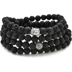 Eryi-Bracelet Ou Collier De 108 Perles De Prière Mala Avec Breloque Bouddha - Neuf