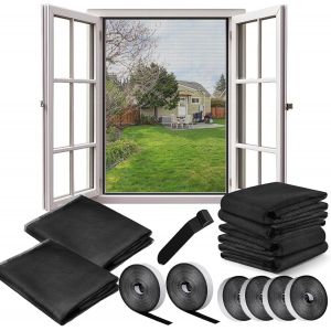 KAL-Moustiquaire Transparente Universelle Pour Fenêtre, Moustiquaire Fenetre Peut Être Coupé, Moustiquaire Avec Rubans Adhésifs Sans Percage, Taille Maximale De La Fenêtre 150X130Cm,6Pc, Noir - Neuf