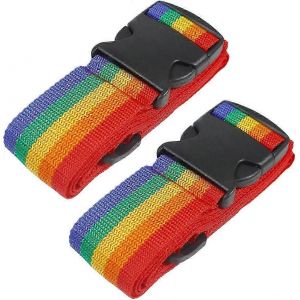 Sangles De Bagages Robustes Pour Valises Ceintures D'emballage Accessoires De Voyage Sangle De Sac Réglable 2 Pack Rainbow - Neuf