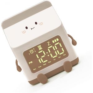 R&eacute;veil Mignon, Affichage Clair de Forme de Bo&icirc;te de Lait de R&eacute;veil de R&eacute;glage de l'heure pour la Chambre &agrave; Coucher (Brun) - Neuf