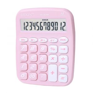 QSJ-Calculatrice mignonne &agrave; 12 chiffres avec grand &eacute;cran LCD,calculatrice de bureau couleur bonbon &agrave; gros boutons,adapt&eacute;e au bureau,&agrave; l'&eacute;cole et &agrave; la maison pour les enfants-Rose - Neuf