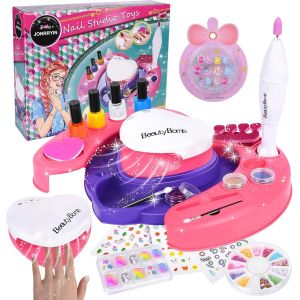 Kal-Kit Manucure Enfant Cadeau Fille, Vernis Enfant Pour Maquillage Fille Avec Sèche-Lieux, Vernis À Ongles, Bureau De Rangement, Cadeaux D'anniversaire Pour Filles De 6 À 12 Ans Jouets Créatifs - Neuf