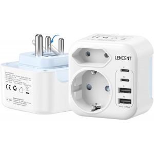 ERYI-Adaptateur Prise Inde Avec 2 Type C Et 2 Usb-A, Adaptateur Type D 6 En 1 Prise Indienne Pliable Pour Sri Lanka, Népal, Niger, Liban, Ghana, Myanmar, Sénégal - Neuf