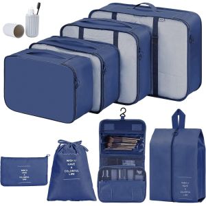 Lot De 9 Cubes De Rangement Pour Val S, Sacs De Voyage, Sacs De Rangement &Eacute;tanches Pour V&ecirc;tements, Chaussures, Produits De Toilette - Neuf