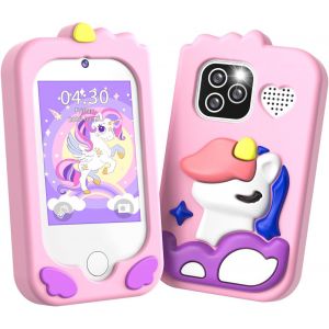 KALANKA-Telephone Enfant,Appareil Photo Enfant avec Double Cam&eacute;ra d'enfants 2,8 ""Tactile &eacute;cran, 32GB Card, Livre Audio, Apprentissage T&eacute;l&eacute;phone Jouet pour Filles 3 4 5 6 7 8 9 10 Ans - Neuf