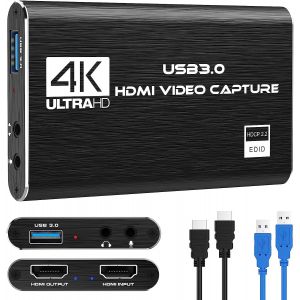 Carte de Capture vidéo HDMI 4K,USB 3.0 1080P 60FPS,Carte de Capture Nintendo Switch pour Streaming,Jeux et Diffusion,Fonctionne avec Xbox Series X/S,Xbox One X/S,PS4,PS5,OBS,Appareil Photo - Neuf