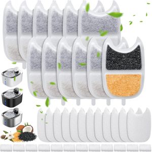 12 Pi&egrave;ces Filtre Fontaine A Eau Chat Pour Feelneedy 135 Fl Oz/4l L Fontaine Chat Eau Ypd-C004, Comprend 12 Filtre Fontaine Chat, 12 &Eacute;ponges Pr&eacute;-Filtr&eacute;es Et 12 &Eacute;ponges Pour Pompe &Agrave; Eau - Neuf