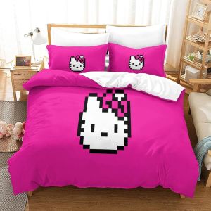 Hello Kitty Housse De Couette Avec &iquest;&iquest; Motif Pink Impression D Parure De Lit En Microfibre Housses De Couettes Avec Taies D&iexcl;&reg;Oreiller Pour Enfant Fille A - Neuf