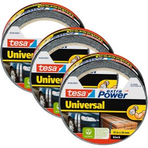 extra Power Universal Ruban Adhésif Toile Tenue extra forte Duct Tape pour les Réparations,la Fixation,l'Étanchéité et plus Encore Noir 3 Rouleau 10 m x 50 mm - Neuf