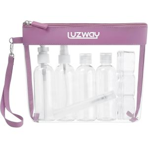 MAA-Trousse de Toilette Transparente + 8 Bouteilles Vide de Voyage pour Liquides(Max.100ml), Kit de Voyage pour l`Avion,Set de Voyage dans Bagages ¿¿ Main, Sac Cosm¿¿tiques pour Hommes et Femmes - Neuf