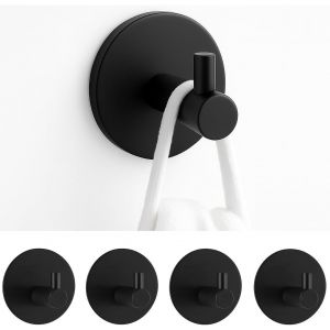 Crochet Adhesif - Porte Serviette Salle De Bain - Accroche Serviette torchon sdb WC Patere Adhésive - Porte Torchon Cuisine Mural Auto Adhésif - Support Attache Sans Percer (Gris) - Neuf