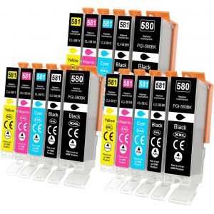 15x PGI-580 CLI-581 Cartouches d'encre pour Canon 580XL 581XL Multipack pour Canon TS6350 pour PIXMA TR7550 TR8500 TR8550 TS705 TS705a TS6250 TS6300 TS6350a - Neuf
