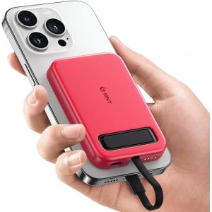 KALANKA-5200mAh Batterie Externe Recharge Rapide avec connecteur Lightning int&eacute;gr&eacute;, Compatible avec iPhone 14/13/12/11/Pro/Pro Max (Rouge) - Neuf