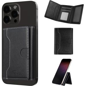 KALANKA-Portefeuille Compatible MagSafe avec Blocage RFID & 6 Fentes, Porte-Cartes Magn&eacute;tique en Cuir PU Compatible avec iPhone 16/15/14/13/12 (Hors Mini), Sert de Support T&eacute;l&eacute;phone - Neuf