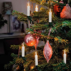 KAL-152487 Guirlande Lumineuse À 20 Mini Tiges Avec Prise Pour Sapin De Noël Avec 20 Lumières Blanc Chaud, Câble Vert Et Blanc, Longueur Totale 12,5 M Avec Câble D'Alimentation De 2 X 1,5 M, < 59 - Neuf