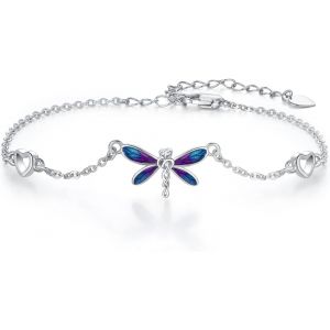 Bracelet Pour Femme En Argent Sterling 925 Avec Ailes D'ange, Arbre De Vie, Marguerite, Dauphin, Chat, C?ur, Papillon, N?ud C Ique, Bracelet Réglable De 7 + 5 Pouces Pour Fille, Petite Amie, - Neuf