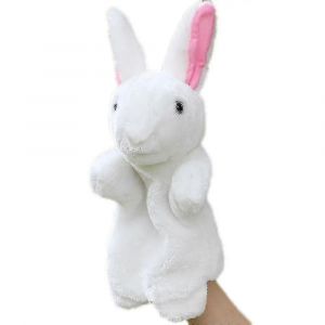 Poup&eacute;e animal de dessin anim&eacute; pour enfants, marionnette &agrave; main, lapin en peluche, jouets &agrave; doigts, course de tortues et de lapins, 1 pi&egrave;ce, blanc, NIUNIU - Neuf