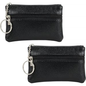 2 Pi&egrave;ce Porte Monnaie Femme Homme Mini Porte-Monnaie Motif Litchi Portefeuille En Cuir Pu Avec 3 Compartiments Petit Porte-Monnaie Avec Morte-Cl&eacute;s Portefeuille De Carte De Cr&eacute;dit - Neuf