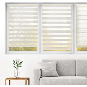 Indus Store Jour Nuit Sans Percage | Couleur Lin 52 X 180 Cm (L X H) | Taille Du Tissu 49 X 175 Cm | Store Enroleur Fixation Avec Ou Sans Per&ccedil;age - Neuf