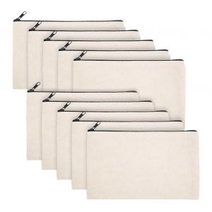 10 Pcs Blanc Bricolage Artisanat Sac Toile Stylo Cas Blanc Maquillage Trousses - Toile Crayon Sac Coton Toile Cosm - Neuf
