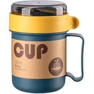 Tasse &Agrave; Soupe Micro-Ondable Avec Couvercle Et Cuill&egrave;re, Tasse &Agrave; Petit-D&eacute;jeuner, Bo&icirc;te &Agrave; Porridge, Tasse &Agrave; Soupe, R&eacute;cipient &Agrave; Flocons D'avoine, Tasse &Agrave; Lait Pour Soupes - Neuf