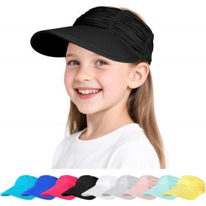 Visiere Casquette À Large Bord Pour Filles De 4 À 12 Ans,Chapeau De Soleil Anti-Uv Protection Solaire,Casquette De Plage Légère Et Respirante,Chapeau Pour Refroidir La Tête Chapeau D'été.[Z1537] - Neuf