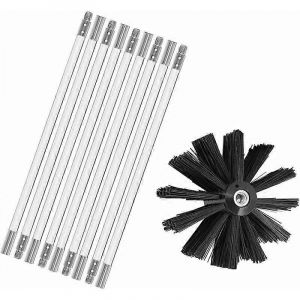 Kit de ramonage,outil de nettoyage de cheminée Kit de brosse de cheminée comprenant 9 tiges flexibles de 410 mm et têtes de brosse pour poêles à bois - Neuf