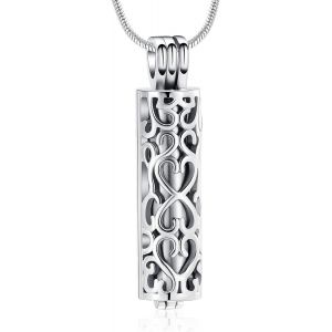 Eryi-Collier Avec Pendentif Urne Funéraire Avec Fiole Cylindrique Creuse - Bijou Funéraire Pour Cendres - Pour Homme Et Femme - Neuf