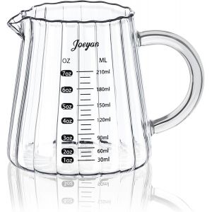 210ml Verre Doseur En Verre Borosilicat&eacute;,Multifonction Petit Pichet Gradu&eacute; Avec Bec Verseur V Et Poign&eacute;e,Pot &Agrave; Lait,2 Mesures (Ml/Oz) Pour Caf&eacute; Espresso,Cocktails,Matcha Et Cuisine, Transparent - Neuf