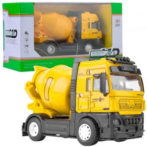 Camion malaxeur a retrofriction en alliage pour enfants, jouet d'ingenierie (jaune) - Neuf
