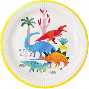 Assiettes En Papier Dinosaure - Sans Plastique ! Idéal Pour Les Fêtes D'anniversaire De Filles Ou De Garçons, Baby Shower Robuste Lot De 8, Dinoplates - Neuf