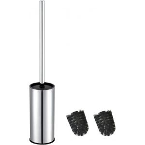 Porte-Brosse WC en Acier Inoxydable Chrom&eacute; Rond sur Pied pour Salle de Bain (chrom&eacute;) - Neuf