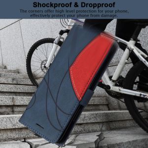 KWEX-Coque pour Samsung Galaxy A16 5G/4G avec 1 Pi&egrave;ces Protection &Eacute;cran en Verre Tremp&eacute;, Couleur Combinaison (Bleu et Rouge) PU Cuir Flip Portefeuille Housse &Eacute;tui pour Samsung Galaxy A16 5G/4G - Neuf