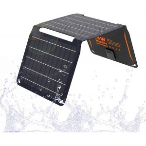 Chargeur De Panneau Solaire Portable 15 W (5,5 V/2,8 A Max),Panneaux Solaires &Eacute;tanches Ip67 Pliables Avec Port Usb Compatible Avec Iphone Xs/X/8/7,Ipad,Samsung Pour L'Ext&eacute;rieur - Neuf