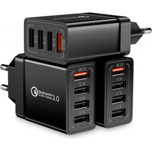 3 Pièces Chargeur Secteur Usb 33w 4 Ports Chargeur Rapide Mural Adaptateur Usb Universel Prise Usb Multiple Avec Quick Charge 3.0 Pour Iphone Ipad, Samsung Galaxy/Note, Lg, Huawei, Nexus Etc.[F769] - Neuf